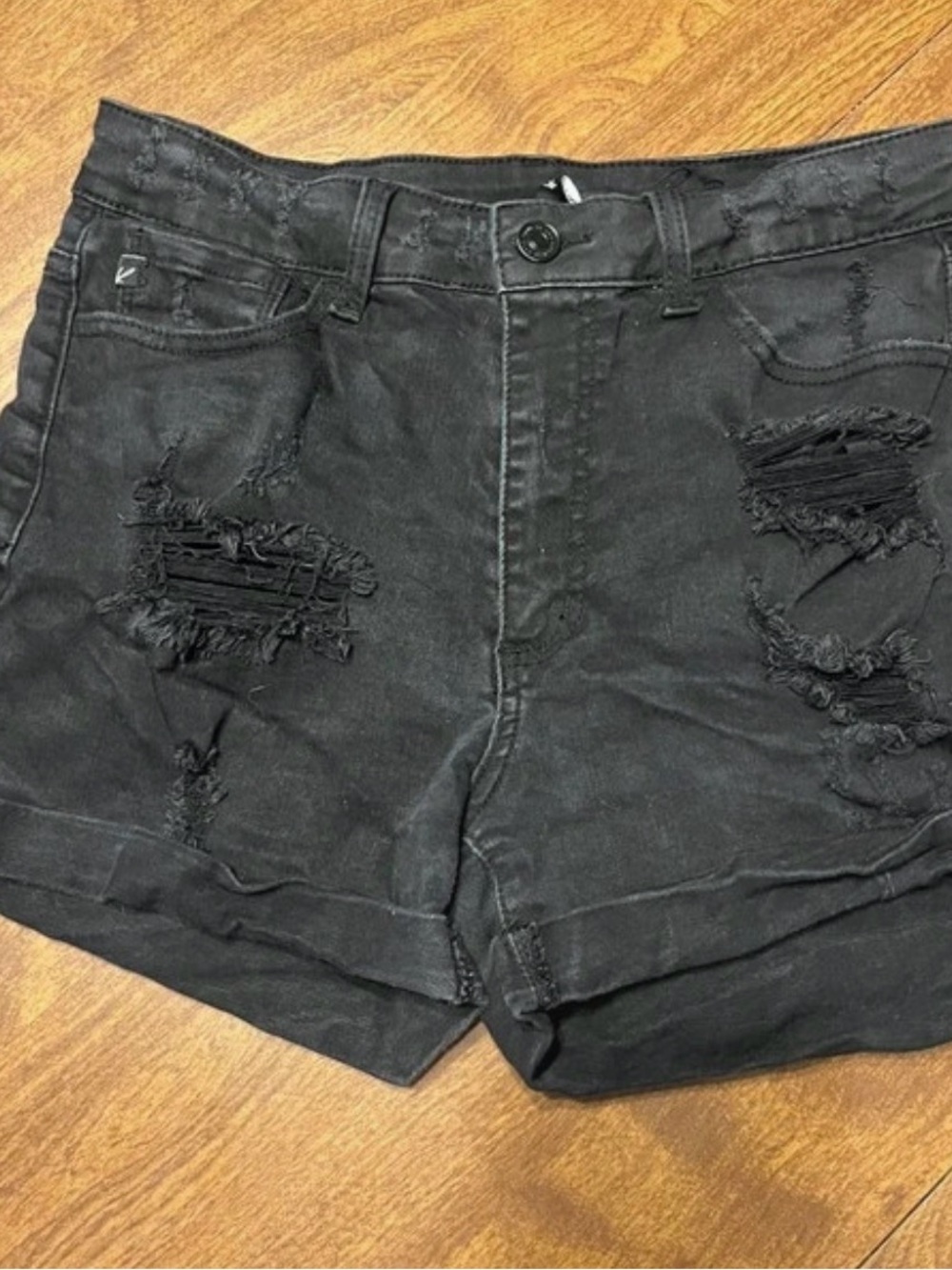 Women's Distressed KanCan Black Denim Shorts